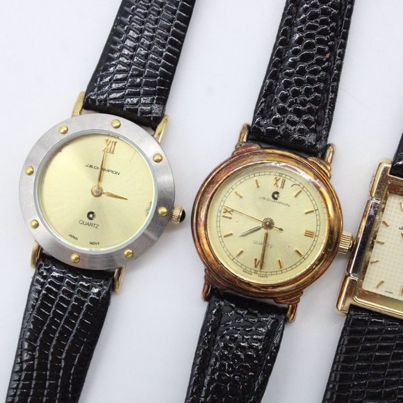 J.B Champion Watch Lot 4 Womens Gold Tone Stainless Steel Classic Leather Band - Picture 4 of 11
